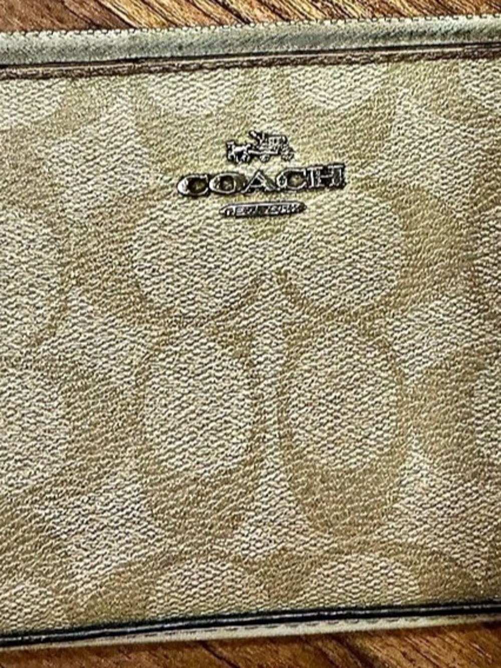 Coach Long Zip Around Wallet in Signature Canvas Beige